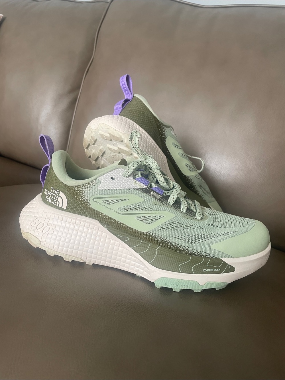 The North Face Womens Mint Green and Purple Trail Sneakers